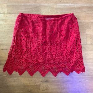 [Jen's Pirate Booty] Lovely lace red mini skirt